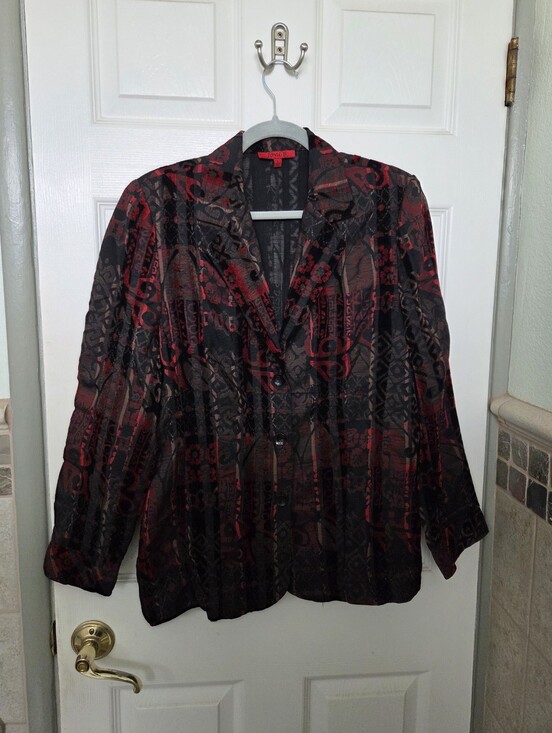 Joni B. Jackets & Blazers - Vintage Joni B. Red & Black Patterned Blazer Artsy Office Dressy Special-Office